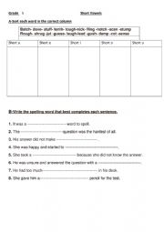 English Worksheet: spelling-short vowels