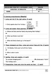 English Worksheet: 8th form test N 1