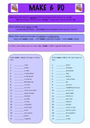 English Worksheet: MAKE AND DO