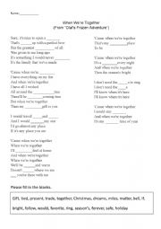 English Worksheet: Fill the lyrics