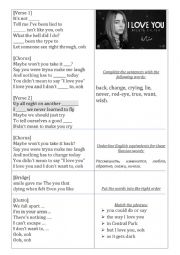 English Worksheet: Billie Eilish - I love you (song worksheet)