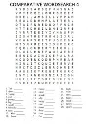 English Worksheet: COMPARATIVE ADJECTIVES WORDSEARCH 4