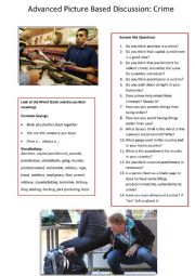 English Worksheet: Advanced Picture Based Discussion - Crime