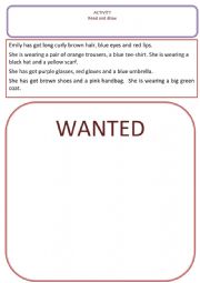 English Worksheet: EMILY read and draw