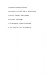 English Worksheet: Debate
