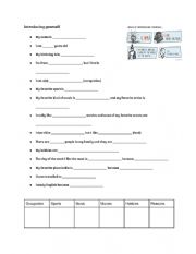 English Worksheet: Introducing yourself