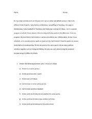 English Worksheet: Sports Reading Comprehension