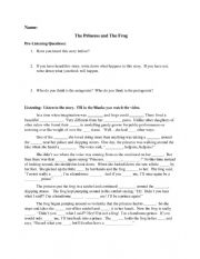 English Worksheet: Princess and the Frog listening worksheet