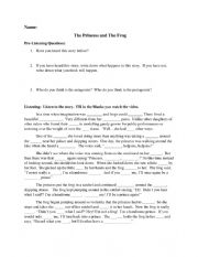 Princess and the Frog listening worksheet