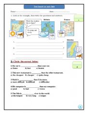 English Worksheet: weather ,comparative and present continuose