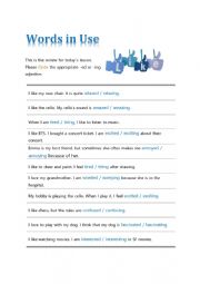 English Worksheet: ing/ed participle matching activity