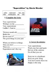 English Worksheet: Superstitious - Stevie Wonder