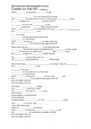 Castle on the Hill gap fill for past tenses.