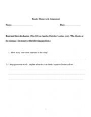 English Worksheet: Questions for Agatha Christie story The Murder at the Vicarage 