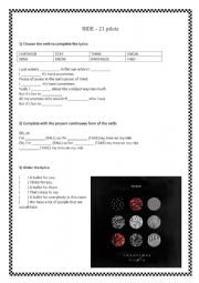 English Worksheet: Ride - Twenty One Pilots 