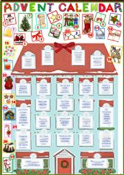 English Worksheet: Advent Calendar 2 + key