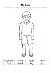 Body parts cut and glue - ESL worksheet by farfa.zone