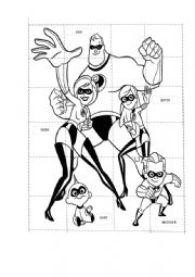 English Worksheet: The incredibles puzzle