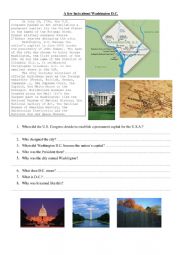 English Worksheet: A FEW FACTS ABOUT WASHINGTON DC