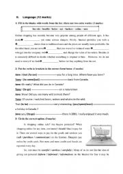 English Worksheet: 9th form mid term test 1 (part 1) 