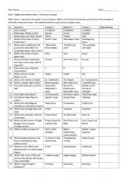 English Worksheet: Nightmare before christmas Movie Quiz Including answer key