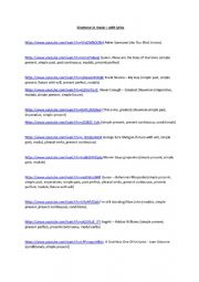 English Worksheet: selection of songs that cover specific grammar