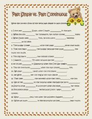 English Worksheet: past simple vs past continuous
