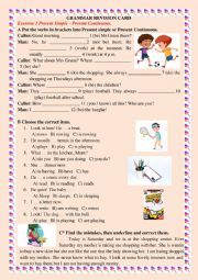 English Worksheet: grammar revision present simple-present continuous