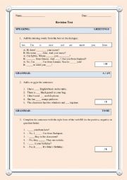 English Worksheet: Revision Test