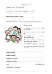 English Worksheet: How old are you? 