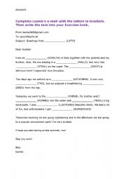 English Worksheet: E-Mail holidays