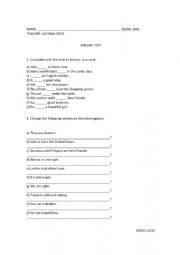 English Worksheet: Questions