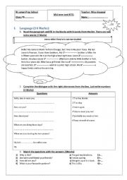 English Worksheet: 7th form mid term test