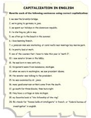 English Worksheet: Capitalization Rules Practice