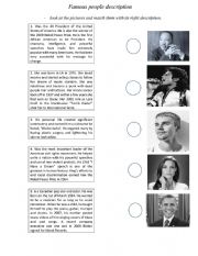 English Worksheet: Famous people description