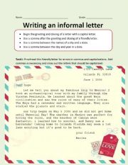 English Worksheet: Writing a Friendly Letter