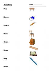 English Worksheet: Classroom Objects