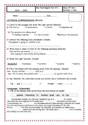 English Worksheet: MID TERM ENGLISH TEST N 1