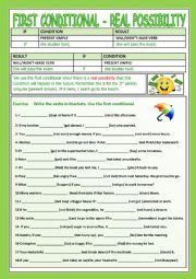 English Worksheet: FIRST CONDITIONAL