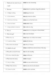 English Worksheet: Relative clause