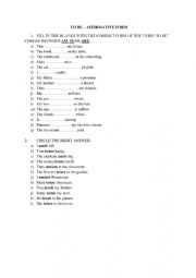 English Worksheet: THE VERB TO BE - AFFIRMATIVE FORM