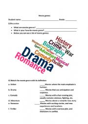 English Worksheet: Movie genre