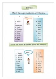 English Worksheet:  Synonym and antonym