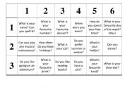  Conversation Starter Questions, 6X6 grid