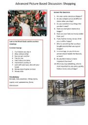 English Worksheet: Advanced Picture Based Discussion - Shopping
