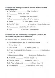 exercises personal pronouns and verb to be