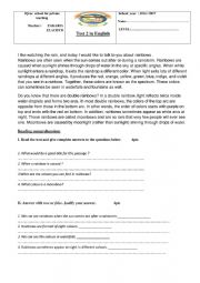 English Worksheet: reading and comprehension test