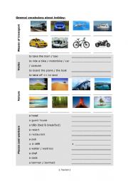 English Worksheet: Tourism vocabulary