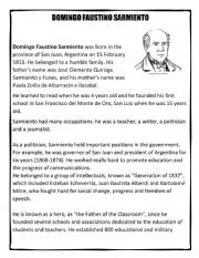 English Worksheet: Domingo Faustino Sarmiento