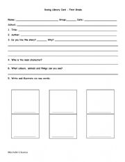 English Worksheet: Reading Card for Roving Library ESL - Primary 1st grade